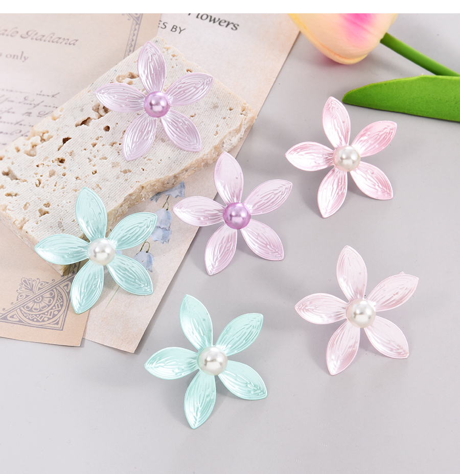 Fashion Purple Alloy Pearl Flower Stud Earrings,Stud Earrings