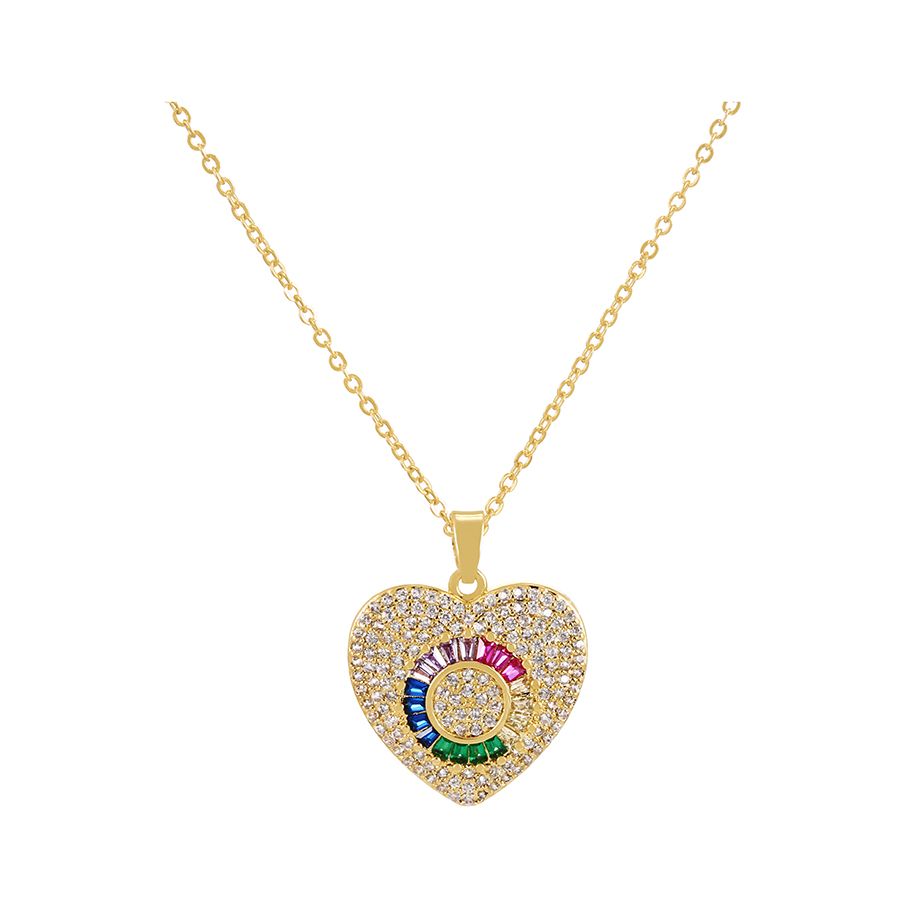 Fashion Gold Bronze Zircon Pearl Heart Pendant Necklace,Necklaces