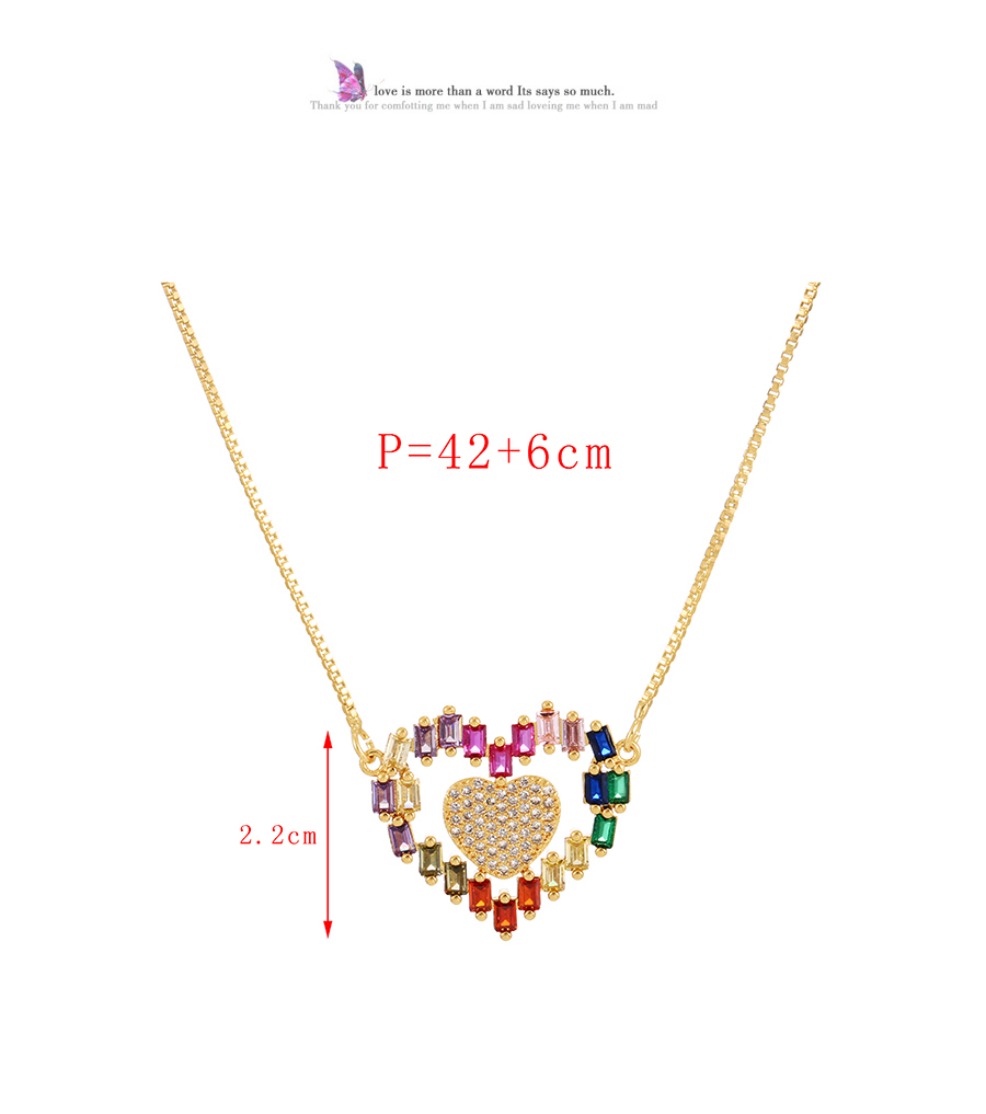 Fashion Color Bronze Zircon Heart Pendant Necklace,Necklaces