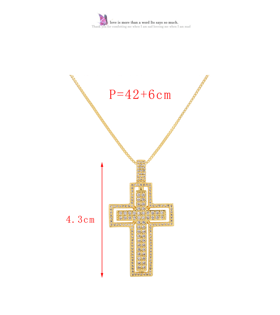 Fashion Gold Bronze Zircon Cross Pendant Necklace,Necklaces