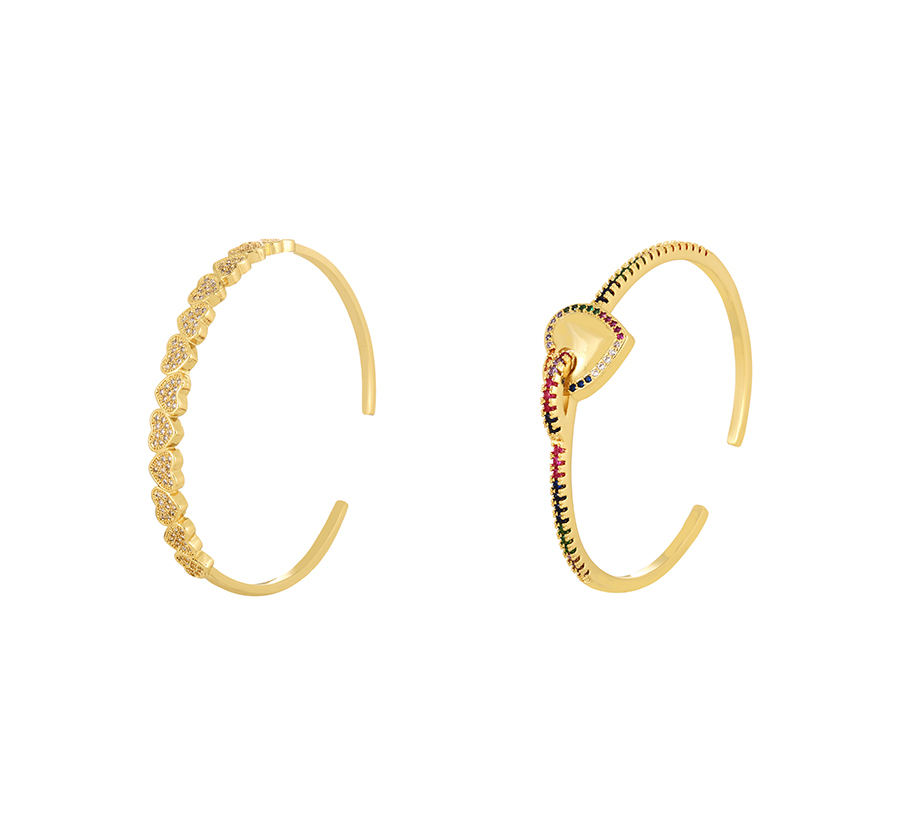 Fashion Gold Bronze Zircon Heart Open Bracelet,Bracelets