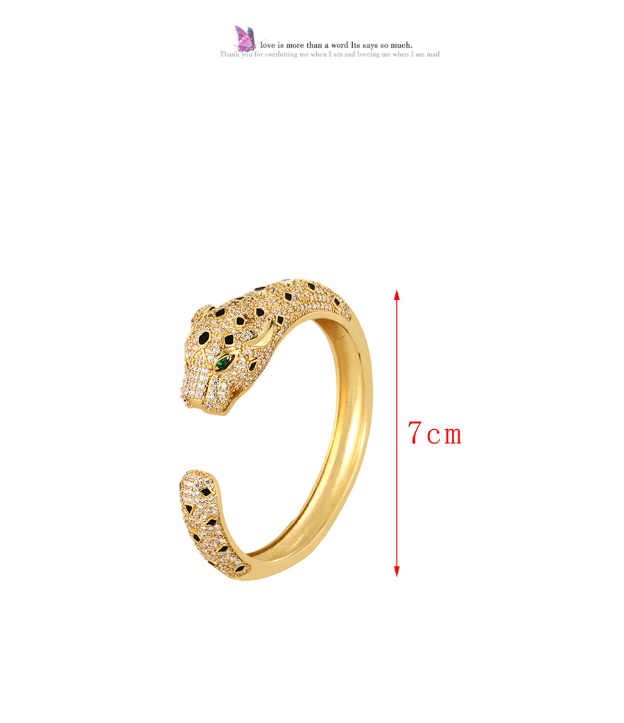 Fashion Gold Bronze Zircon Leopard Open Bracelet,Bracelets