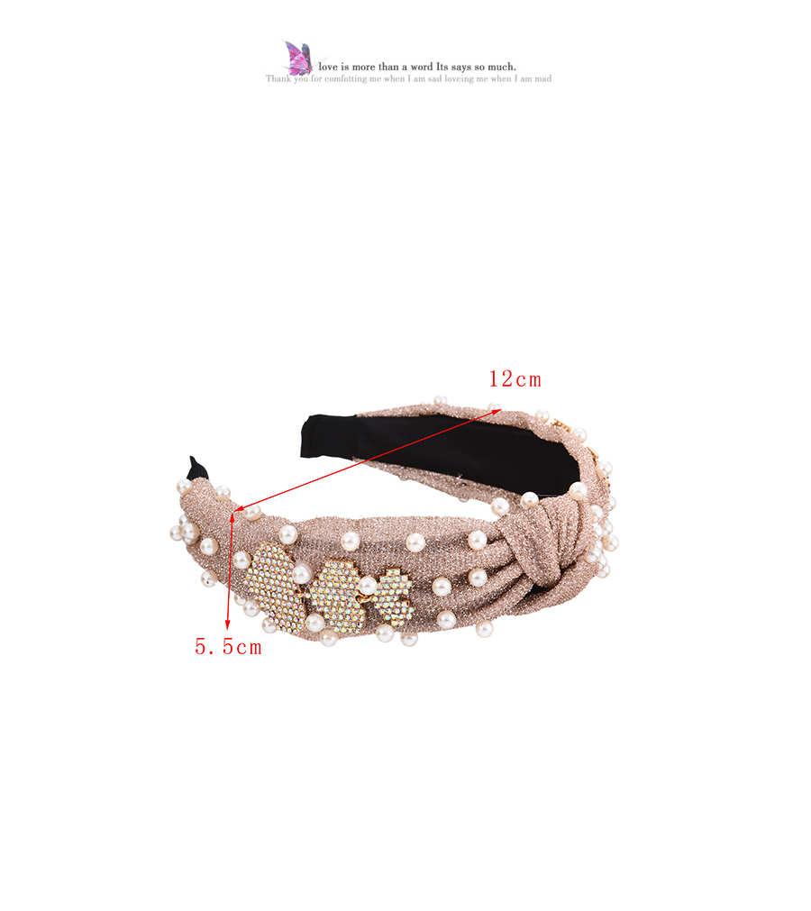 Fashion Color-4 Fabric Alloy Diamond-studded Water Drop Pearl Knotted Headband (5.5cm),Head Band
