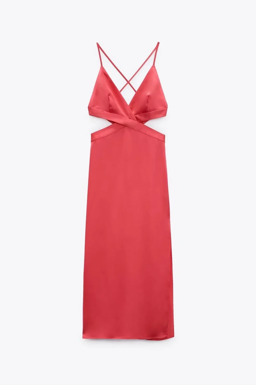 Fashion Red Silk-satin Cutout Dress,Long Dress