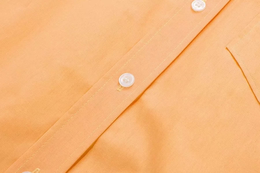 Fashion Orange Poplin Buttoned Lapel Shirt,Blouses