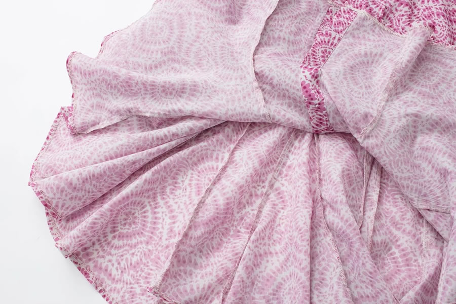 Fashion Pink Printed Lapel Dress,Long Dress