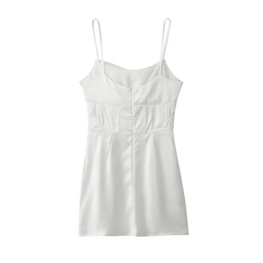 Fashion White Silk Satin Slip Dress,Mini & Short Dresses