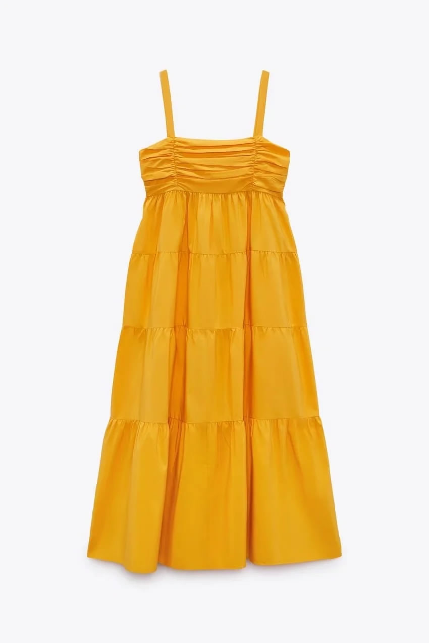Fashion Orange Cotton Layered Slip Dress,Long Dress
