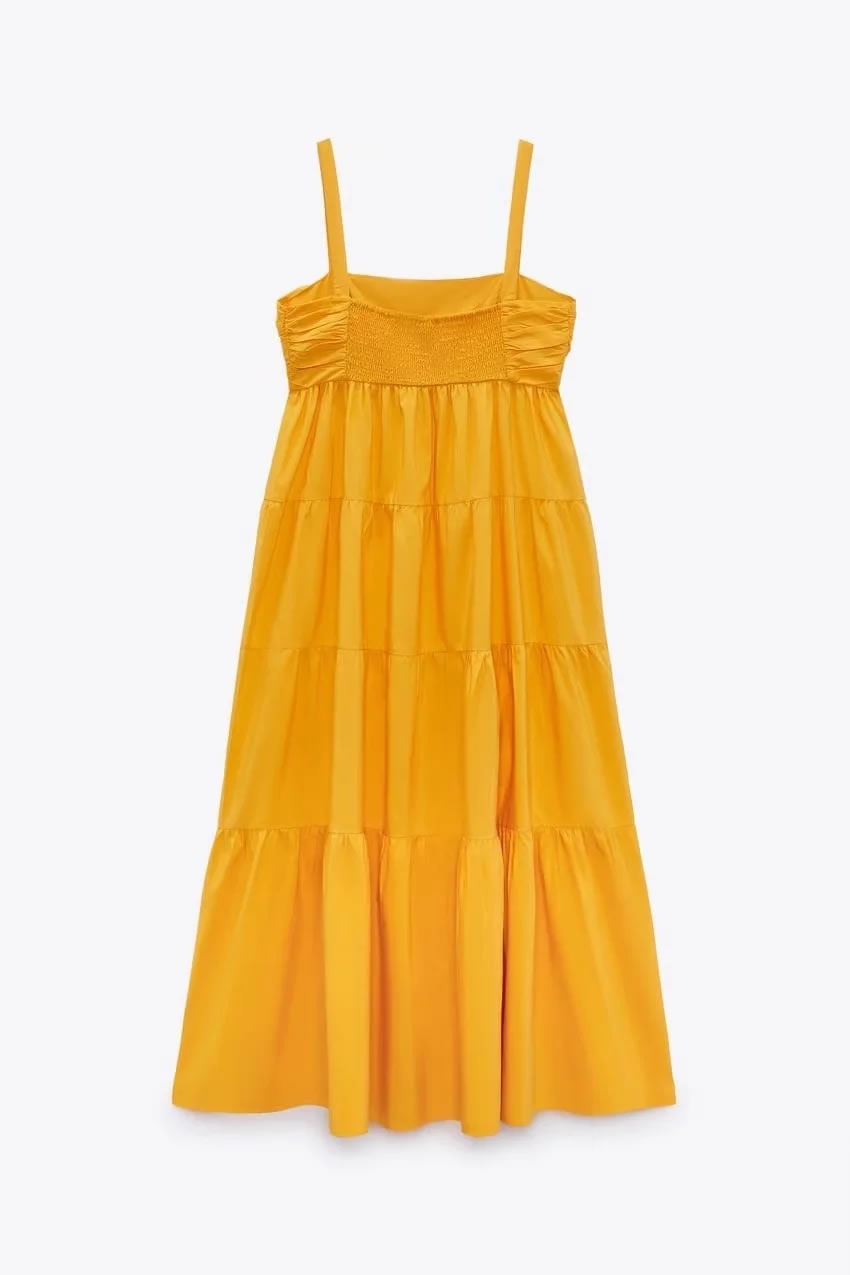 Fashion Orange Cotton Layered Slip Dress,Long Dress