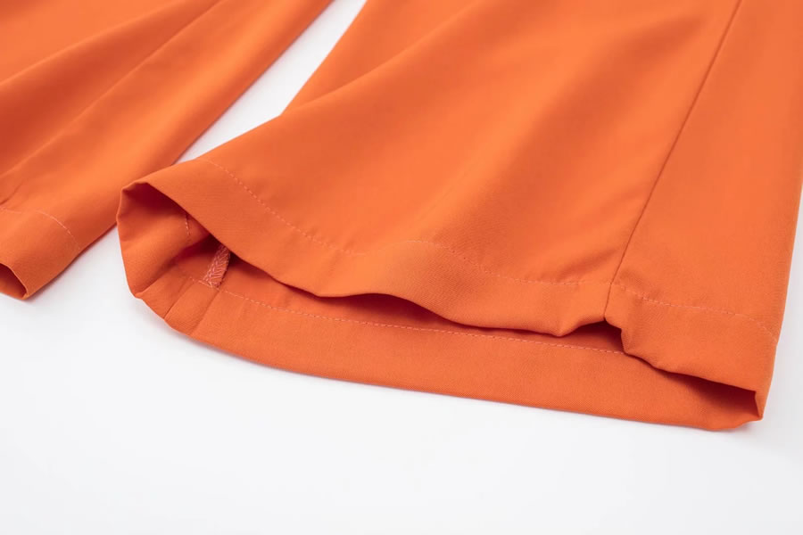 Fashion Orange Vertical Straight-leg Flared Trousers,Pants