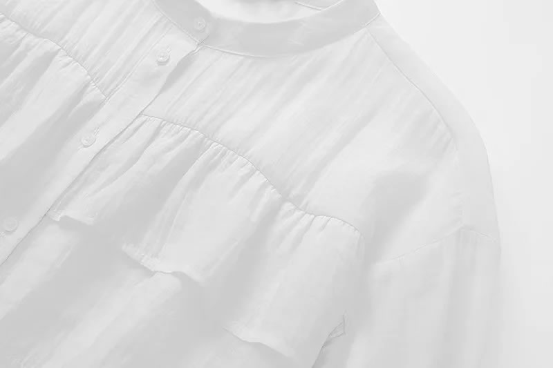 Fashion White Ruffled Layered Shirt,Blouses