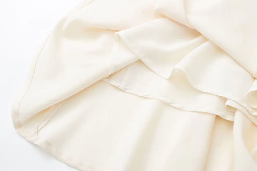 Fashion White Silk-satin-paneled V-neck Slip Dress,Mini & Short Dresses