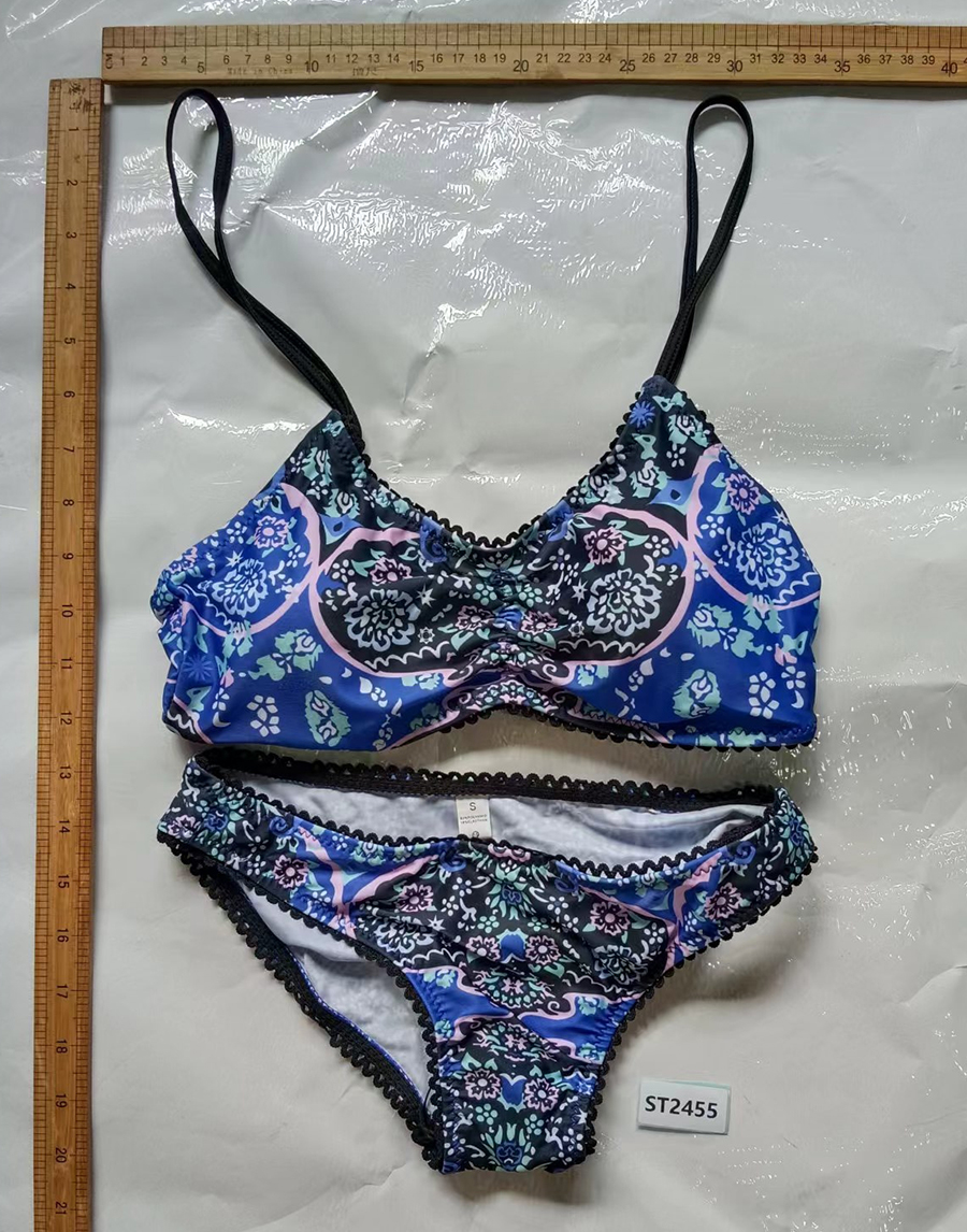 Fashion Blue Geometric Print Swimsuit,Bikini Sets