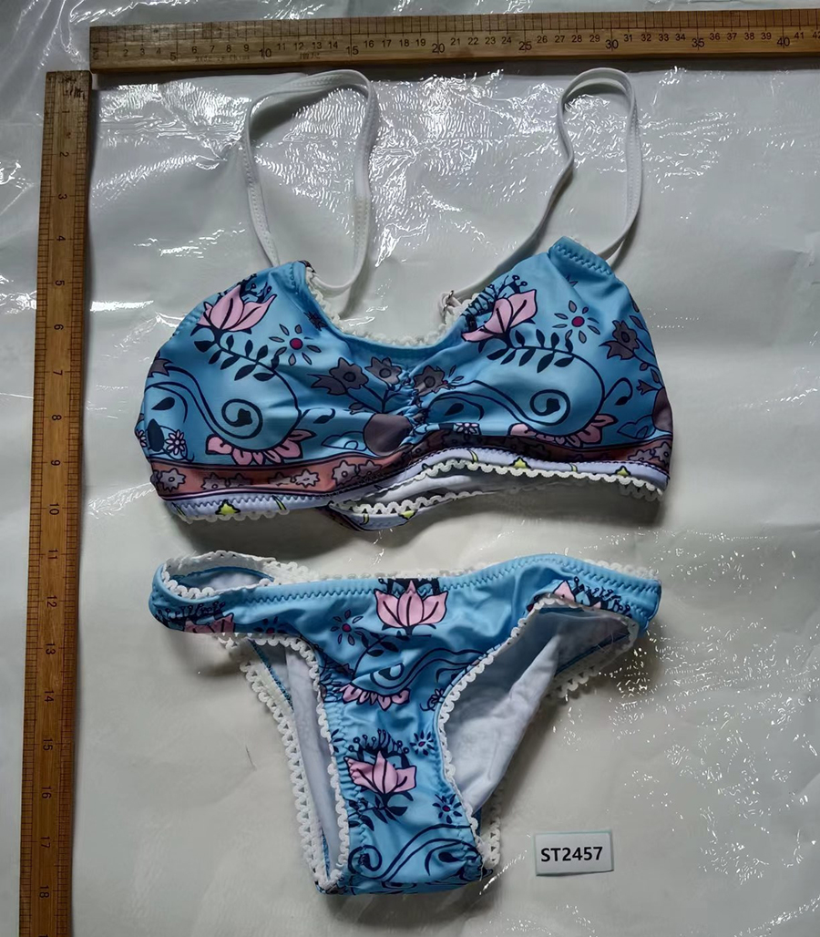 Fashion Blue Halterneck Print Lace-up Swimsuit,Bikini Sets