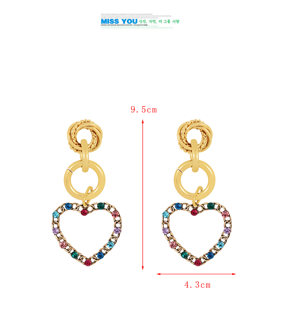Fashion Color Alloy Diamond Ring Heart Pendant Stud Earrings,Stud Earrings