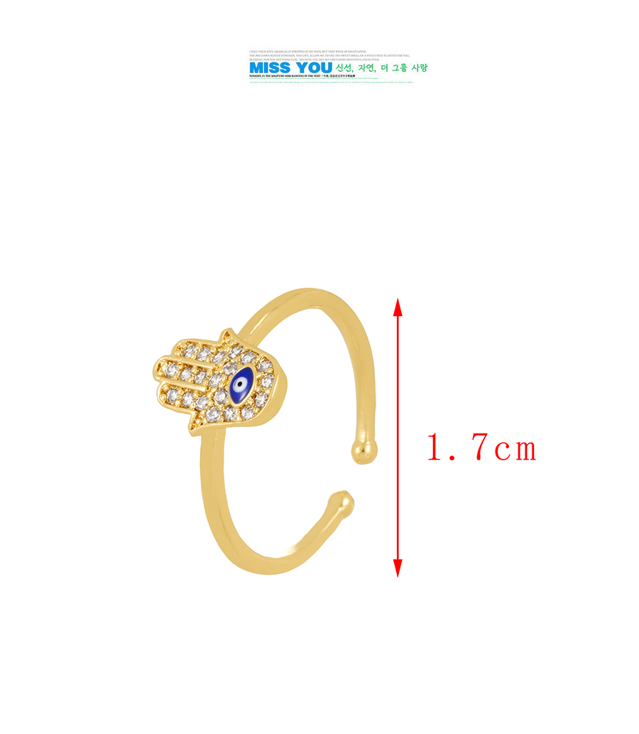 Fashion Navy Blue Bronze Zircon Palm Oil Eye Ring,Rings