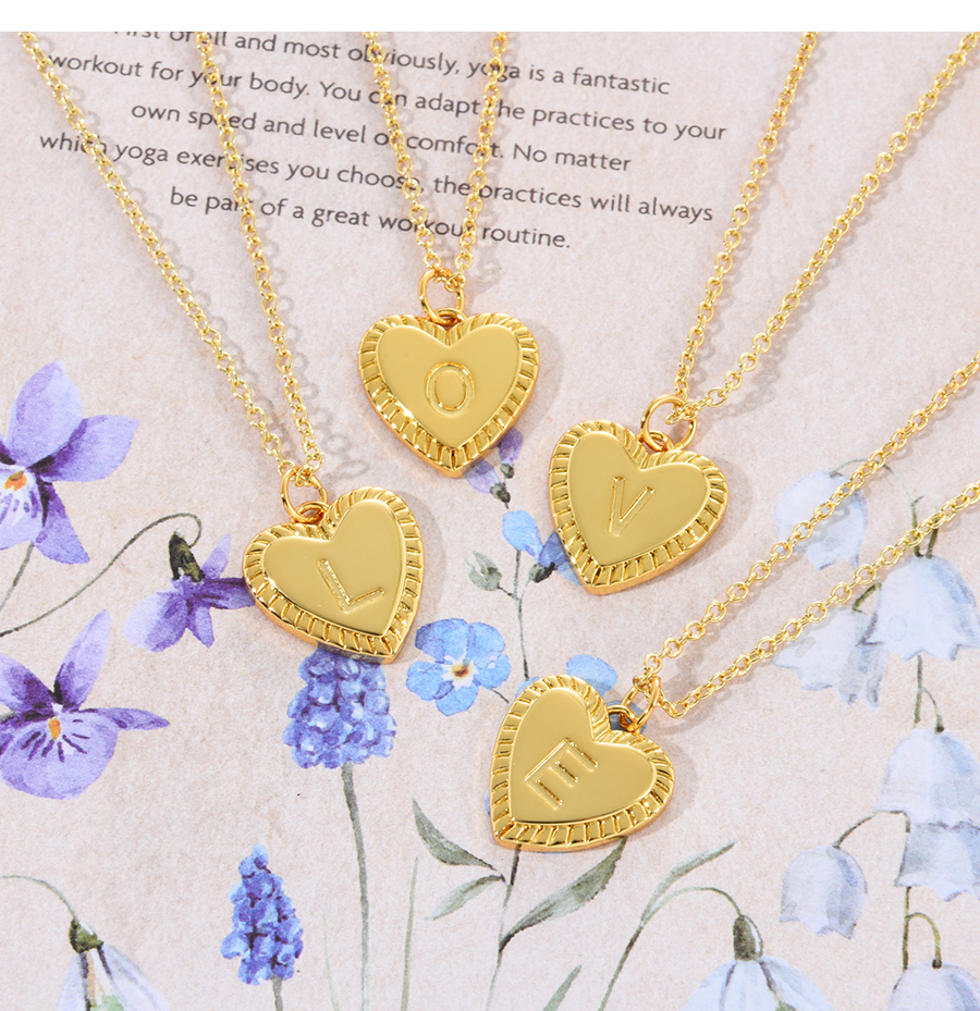 Fashion L Copper 26 Letter Heart Pendant Necklace,Necklaces
