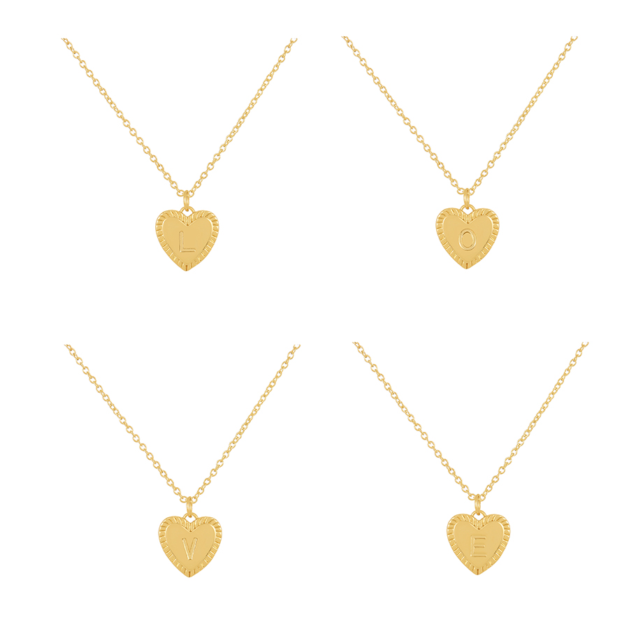 Fashion L Copper 26 Letter Heart Pendant Necklace,Necklaces