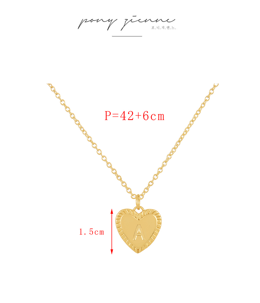 Fashion I Copper 26 Letter Heart Pendant Necklace,Necklaces