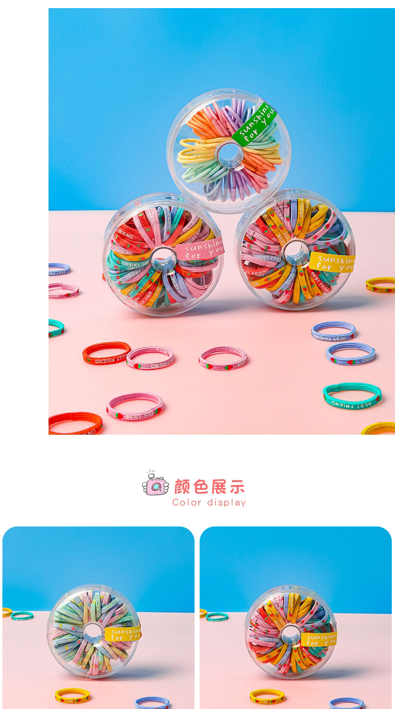 Fashion Upgraded Model - A Box Of Colored Light (60 Pieces) Geometric Cartoon High Elastic Hair Ring Set,Hair Ring