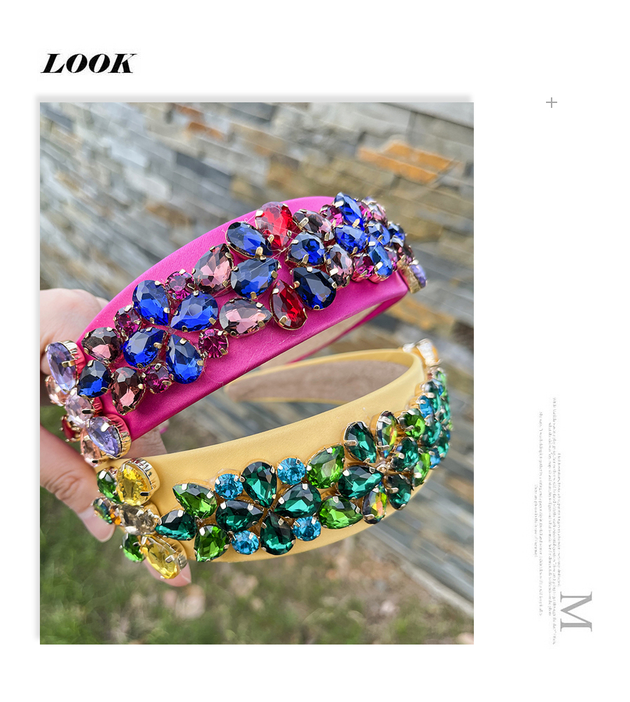 Fashion Pink Fabric Alloy Diamond-studded Water Drop Flower Headband (4cm),Head Band