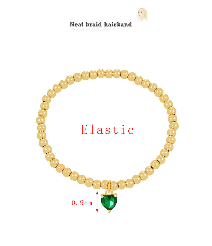 Fashion Light Yellow Bronze Zircon Heart Pendant Beaded Bracelet,Bracelets