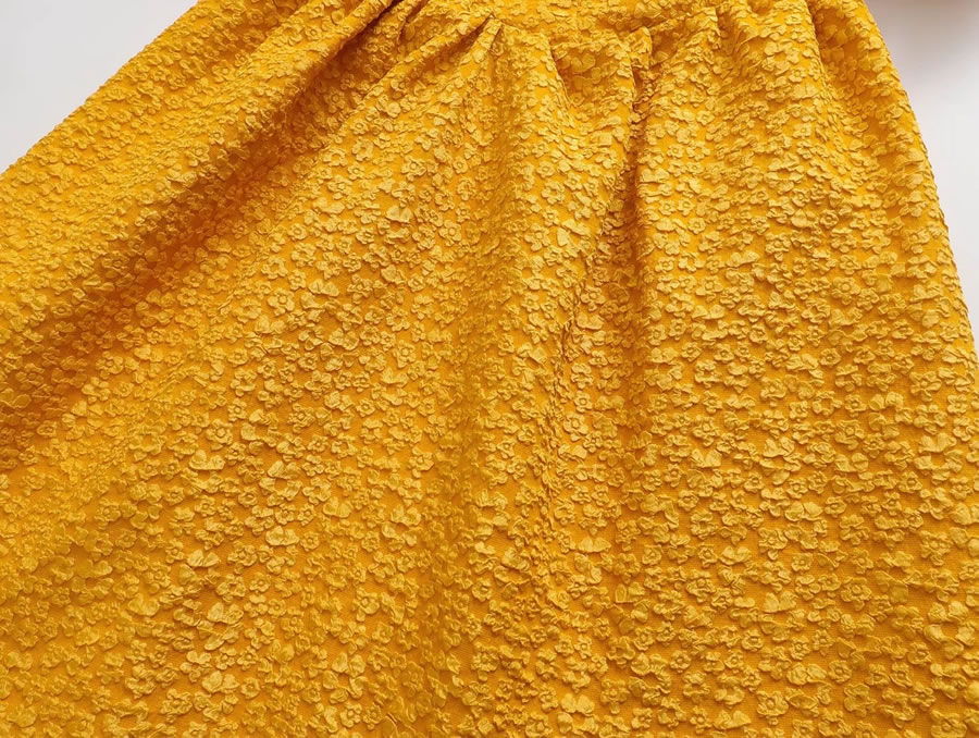 Fashion Yellow Jacquard V-neck Short Sleeve Dress,Mini & Short Dresses