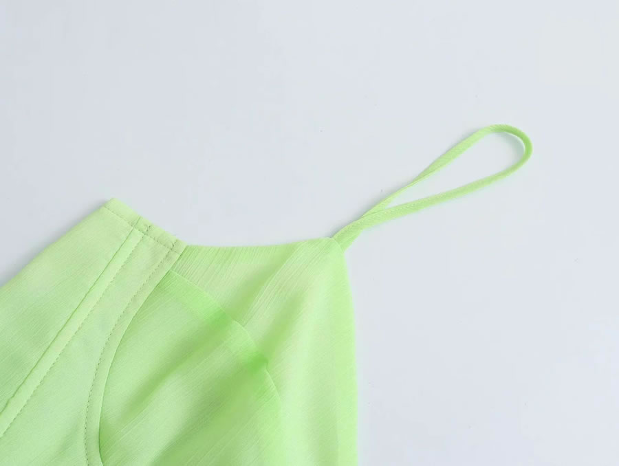 Fashion Green Solid Color Fishbone Suspender Skirt,Mini & Short Dresses