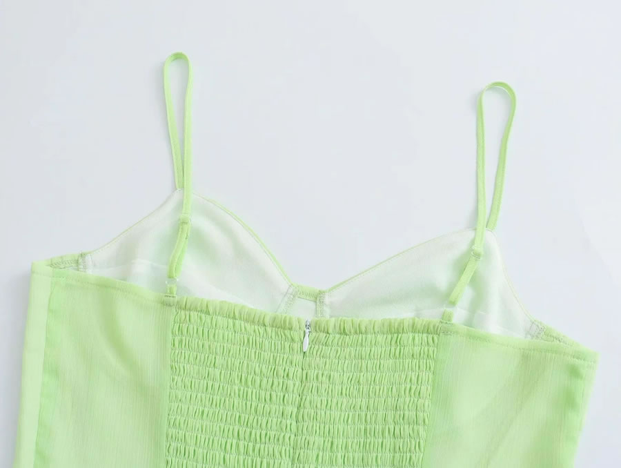 Fashion Green Solid Color Fishbone Suspender Skirt,Mini & Short Dresses