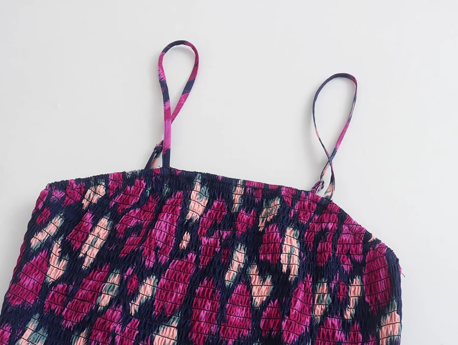 Fashion Purple Printed Irregular Pleated Slip Dress,Mini & Short Dresses