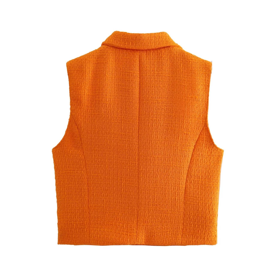 Fashion Orange Solid Color Sleeveless Suit Vest,Tank Tops & Camis