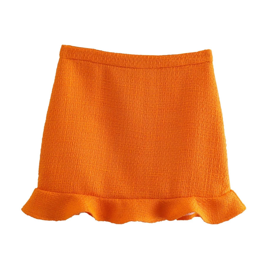 Fashion Orange Solid Color Lace Skirt,Skirts