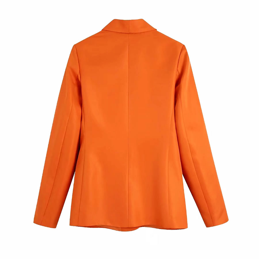 Fashion Orange Solid Color Dress Collar Blazer,Coat-Jacket
