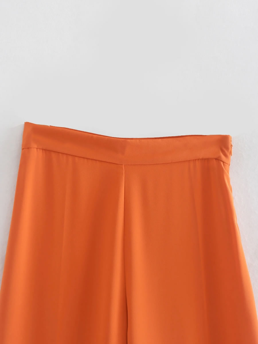 Fashion Orange Solid Flared Trousers,Pants