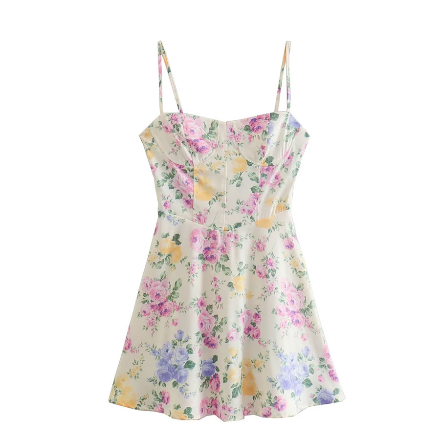 Fashion Printing Floral Skinny Slip Dress,Mini & Short Dresses