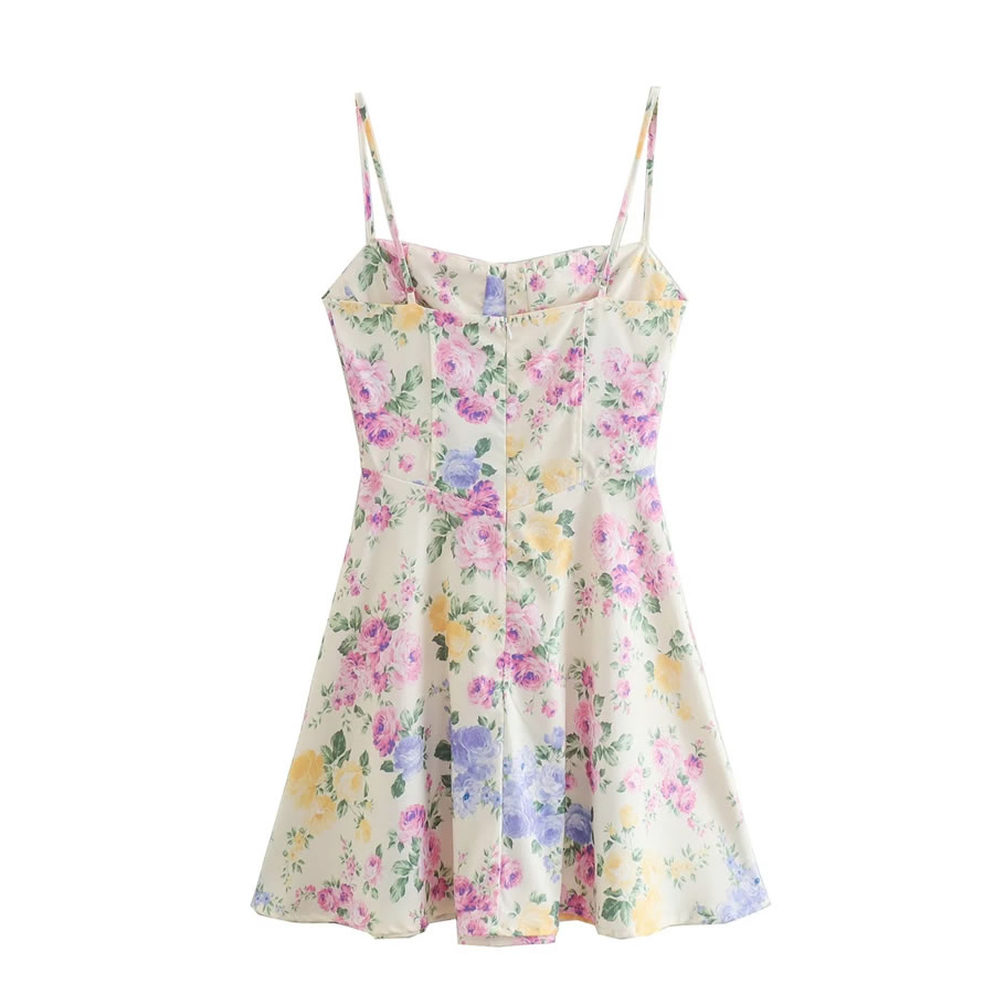 Fashion Printing Floral Skinny Slip Dress,Mini & Short Dresses
