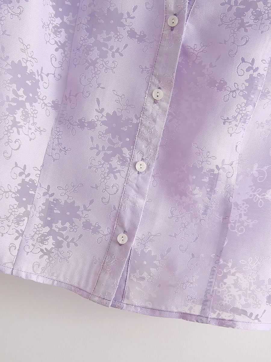 Fashion Purple Solid Color Lace V-neck Top Shirt,Blouses