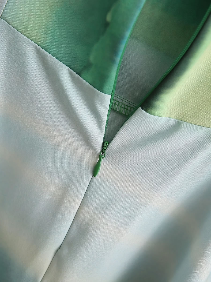 Fashion Green Gradient Tie-dye Gradient Slip Dress,Mini & Short Dresses