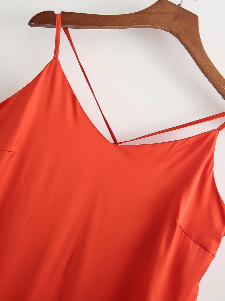 Fashion Color Matching Color-block Suspender Dress,Long Dress