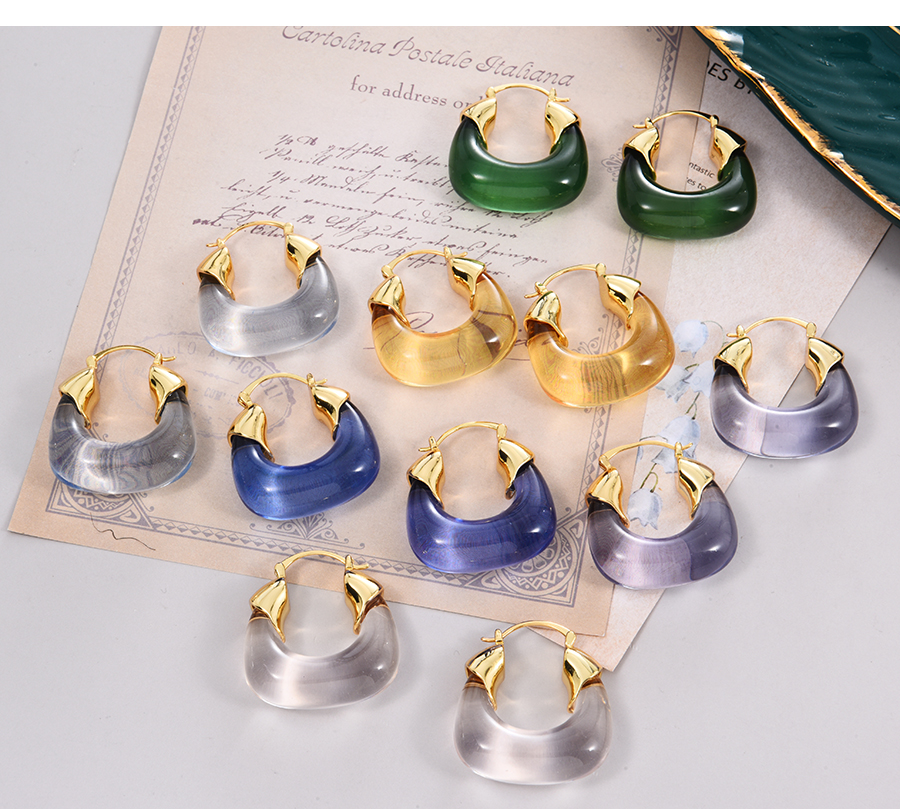 Fashion White Geometric Crystal Copper Earrings,Earrings
