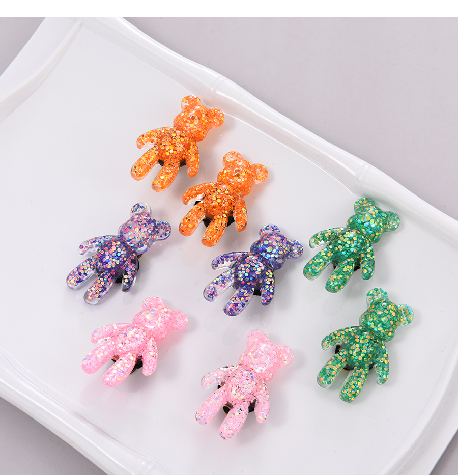 Fashion Purple Resin Sequins Bear Copper Buckle Non-woven Shoe Buckle,Household goods