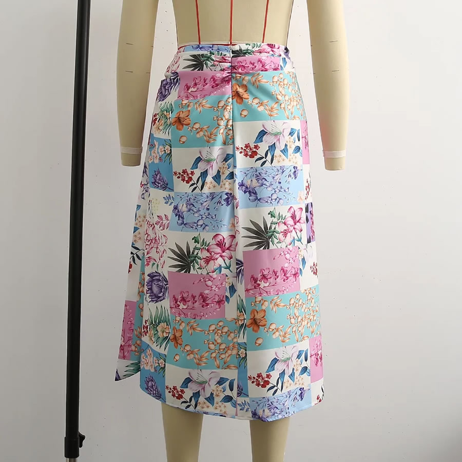 Fashion Printing Printed Knotted Ribbon Skirt,Skirts
