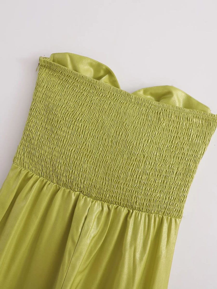 Fashion Green Solid Color Wrap Chest Cutout Jumpsuit,Pants