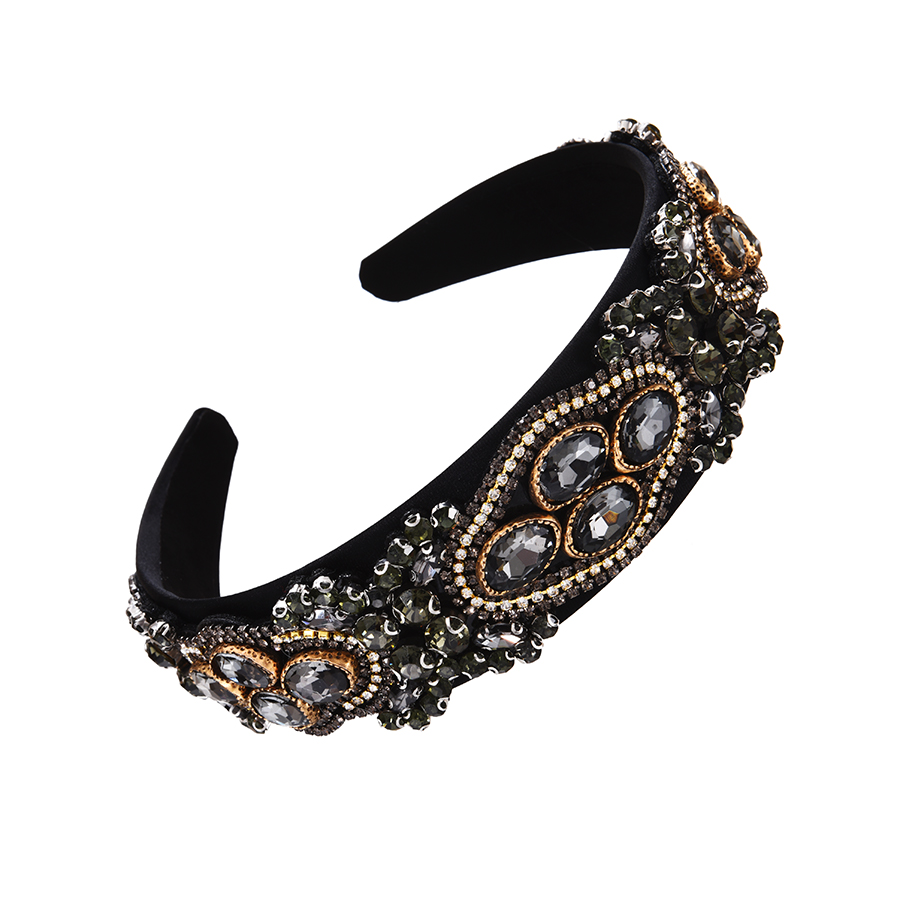 Fashion Black Fabric Alloy Diamond Geometric Headband,Head Band