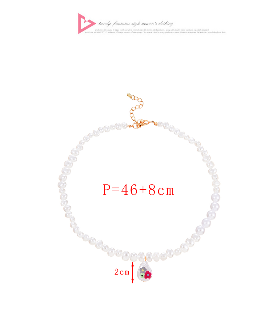 Fashion White Pearl Beaded Drop Print Pendant Necklace,Beaded Necklaces