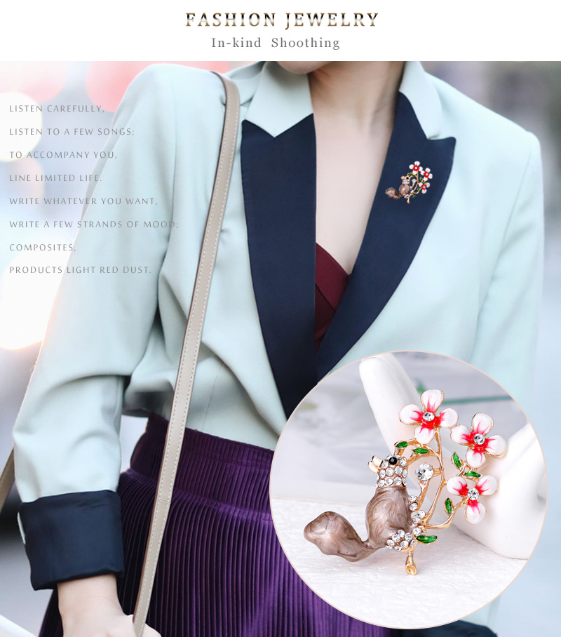 Fashion Color Alloy Diamond Squirrel Brooch,Korean Brooches
