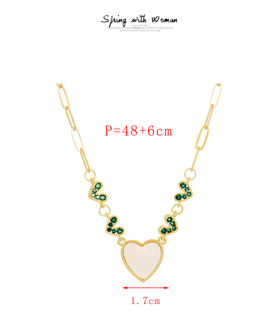 Fashion Red Bronze Zircon Shell Heart Pendant Necklace,Necklaces