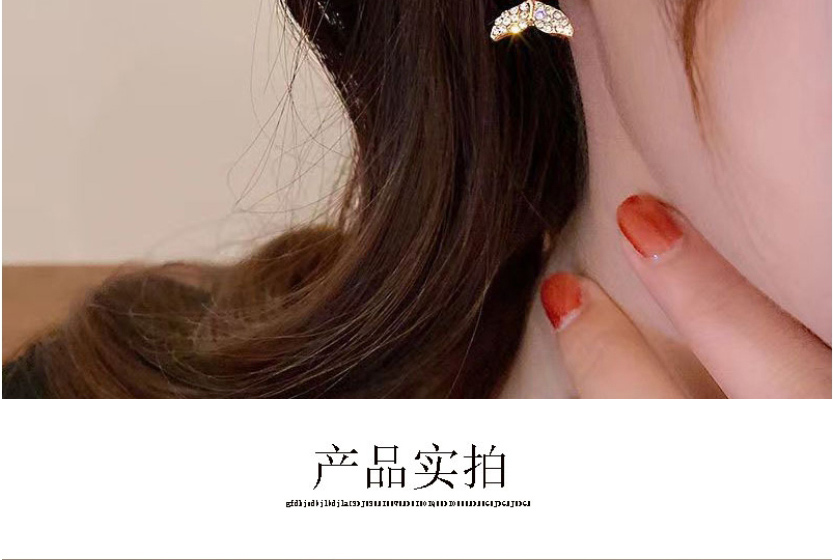 Fashion Gold Alloy Pearl Diamond Fishtail Stud Earrings,Stud Earrings