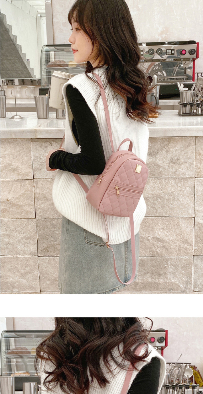 Fashion Pink Pu Lingge Large Capacity Backpack,Backpack
