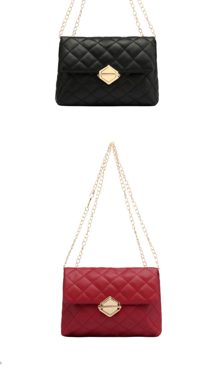Fashion Black Pu Diamond Lock Flap Crossbody Bag,Shoulder bags
